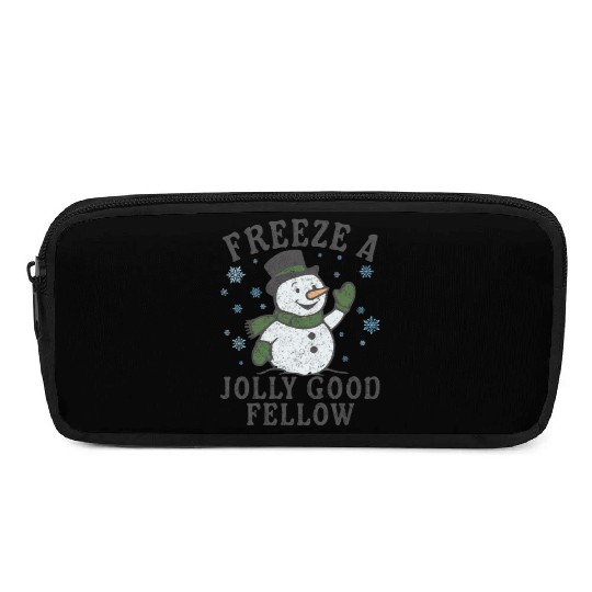 Frosty Snowman Jolly Greeting Design Pencil Cases