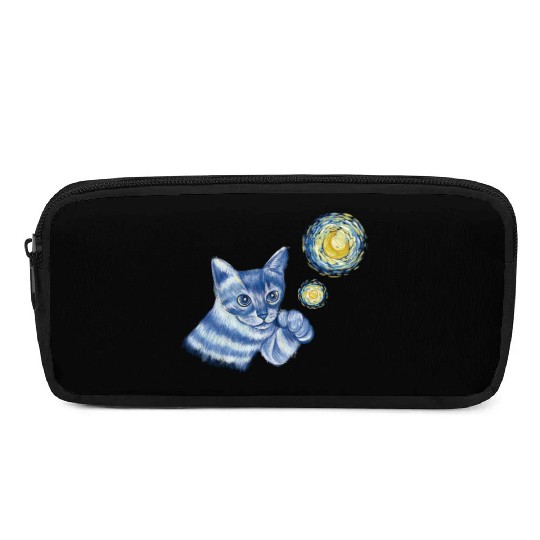 Blue Starry Night British Shorthair Cat Graphic Pencil Cases