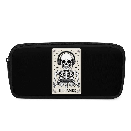 Tarot Card Skeleton Video Game Halloween Gamer Pencil Cases