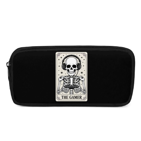 Tarot Card Skeleton Video Game Halloween Gamer Pencil Cases