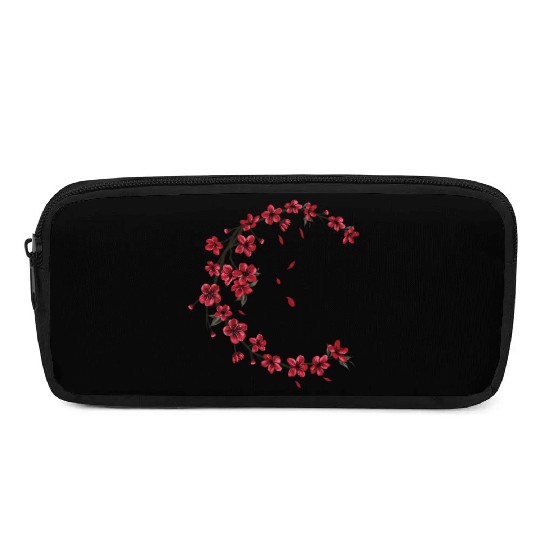 Red Moon Cherry Blossom Sakura Flower Design Pencil Cases