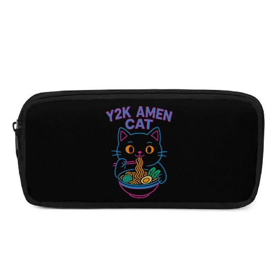 Y2K Ramen Cat – Retro Neon Anime Noodle Lover Desi Pencil Cases