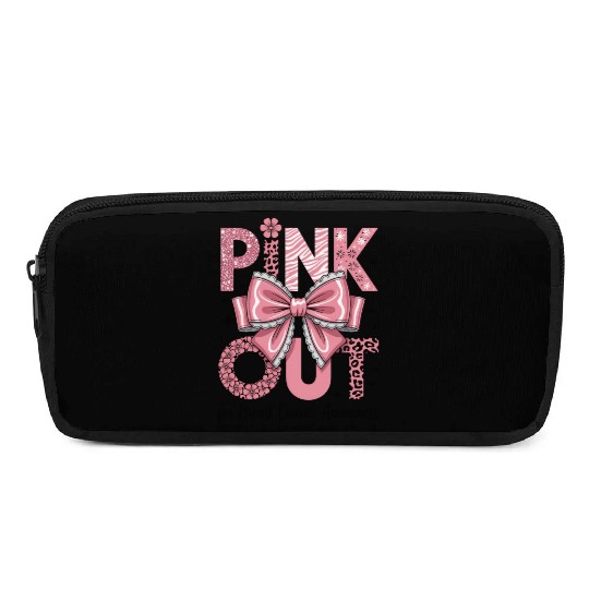 Pink Out Breast Cancer Awareness Coquette Bow  Pencil Cases