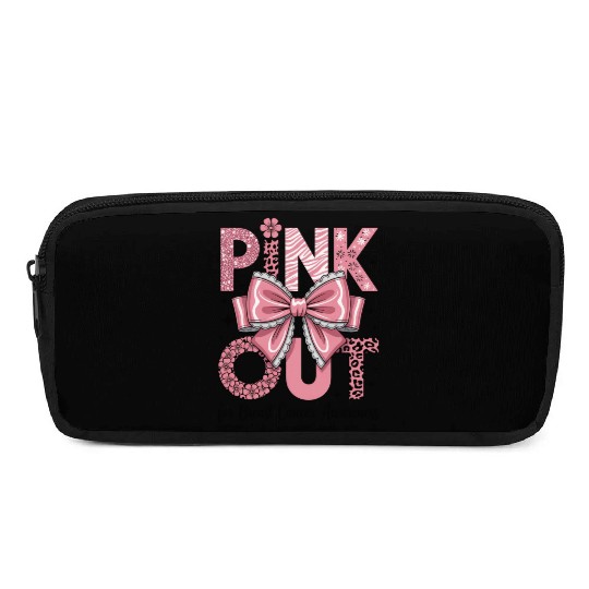 Pink Out Breast Cancer Awareness Coquette Bow  Pencil Cases