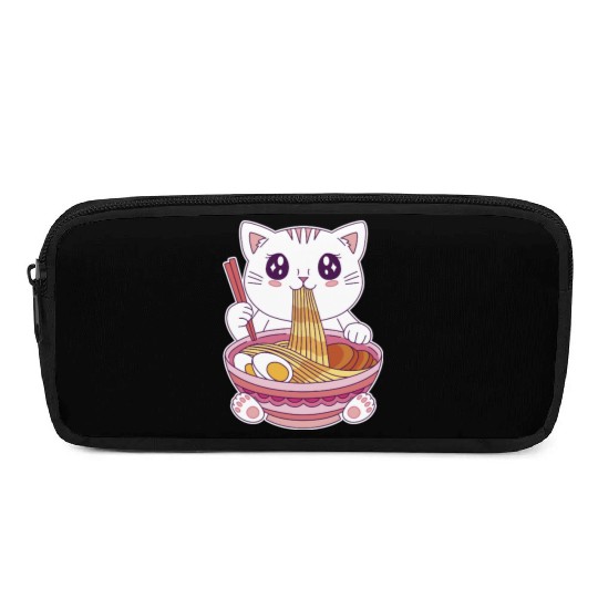 Cute Kawaii Cat Eating Ramen  Pencil Cases