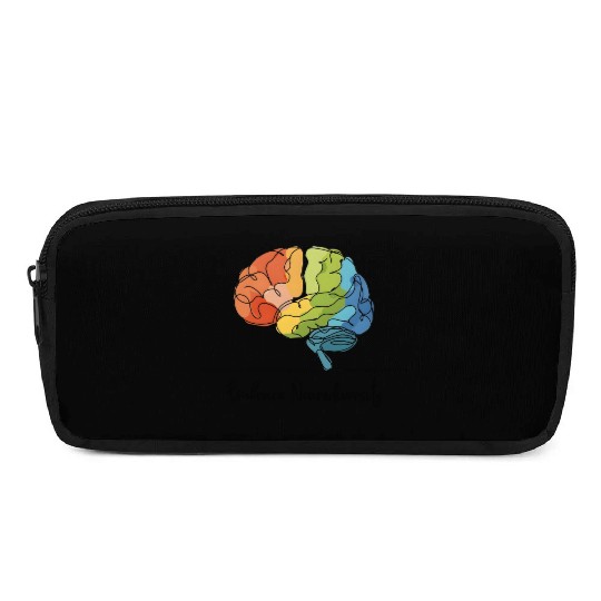 Embrace Neurodiversity - Line Art Rainbow Brain Pencil Cases