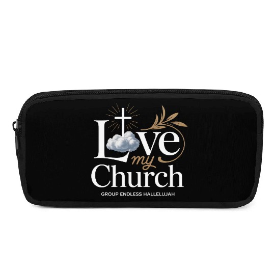 I Love My Church Cross Christian Streetwear Pencil Cases