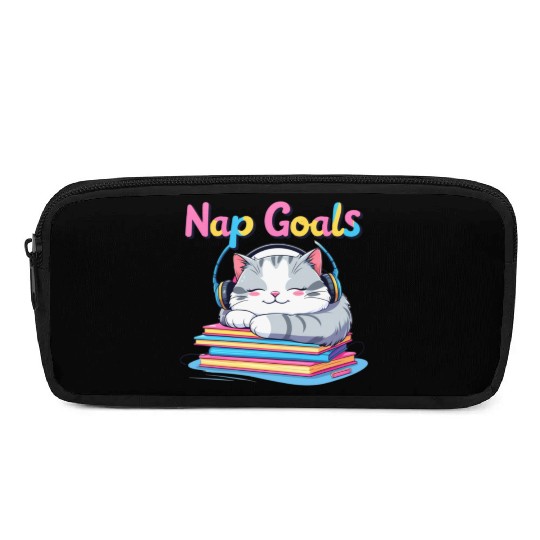 Cute Cat Nap Goals Design Pencil Cases