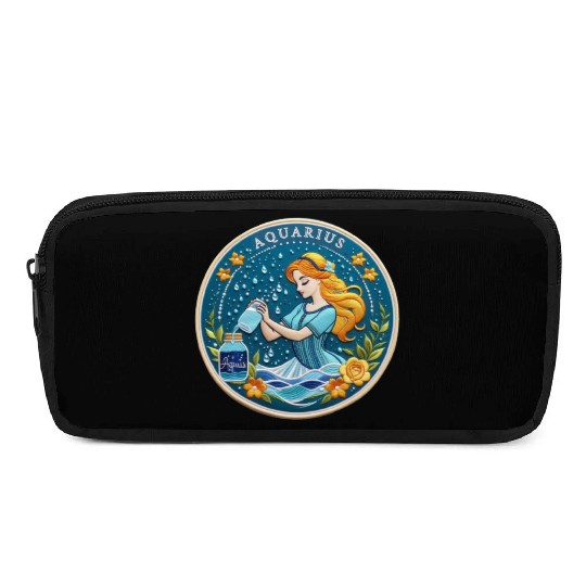 Aquarius Stylish Watercolor Zodiac Illustration Pencil Cases