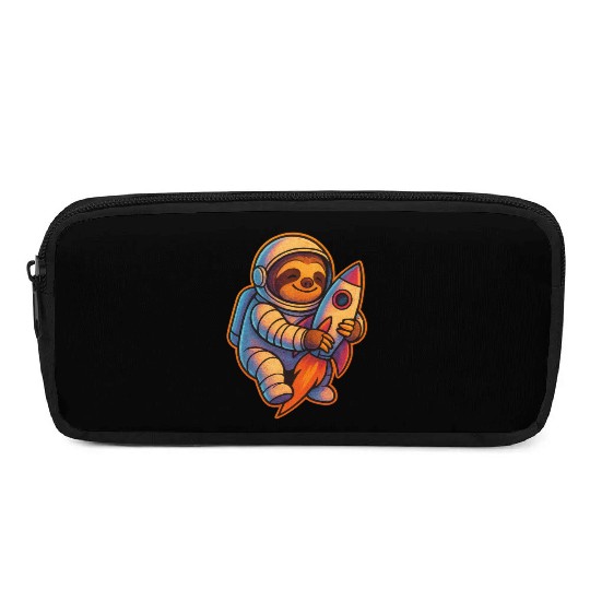 Joyful Sloth Astronaut Rocket Scene Pencil Cases