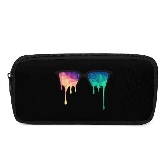 Abstract Psychedelic Nerd Glasses with Color Drops Pencil Cases
