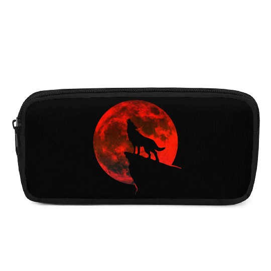 Howling wolf full blood moon space galaxy gift dog Pencil Cases