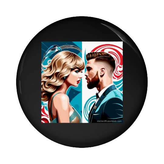 taylorr Swift and Travis Kelce art Pin Buttons