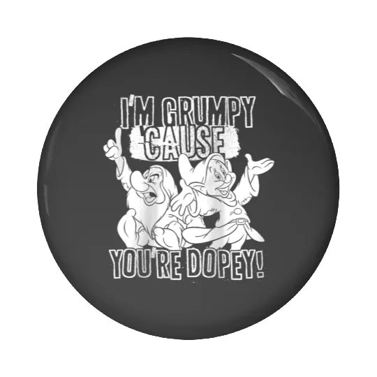 disneys Snow White I'm Grumpy Cause You're Dopey Humor Raglan Pin Buttons