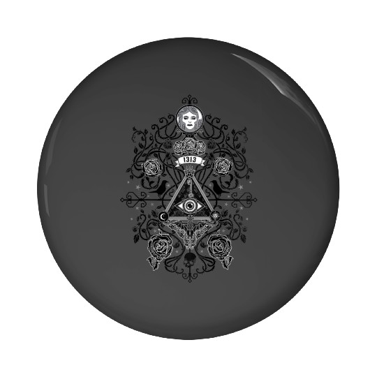 The Haunted Mansion 1313 disneysland Dr All Seeing Eye Symbol Raglan Pin Buttons