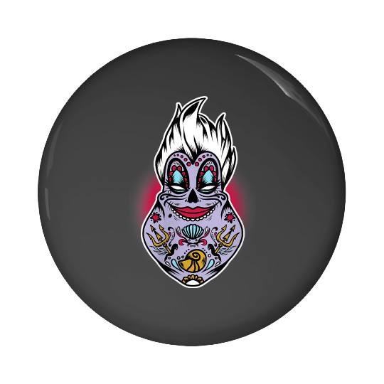 Disneys Villains Halloween Ursula Sugar Skull Pin Buttons