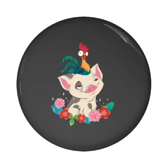 Disney Moana Hei Hei Rooster Pua Flowers Sketch Portrait Pin Buttons
