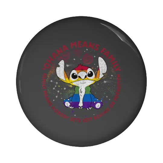 Disney Lilo Stich Ohana Pride Circle Short Sleeve Pin Buttons