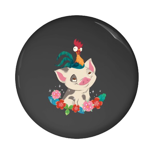 Disney Moana Hei Hei Rooster Pua Flowers Sketch Portrait Pin Buttons