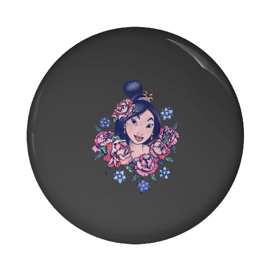 Disney Mulan Floral Portrait Vintage Graphic TSh Pin Buttons
