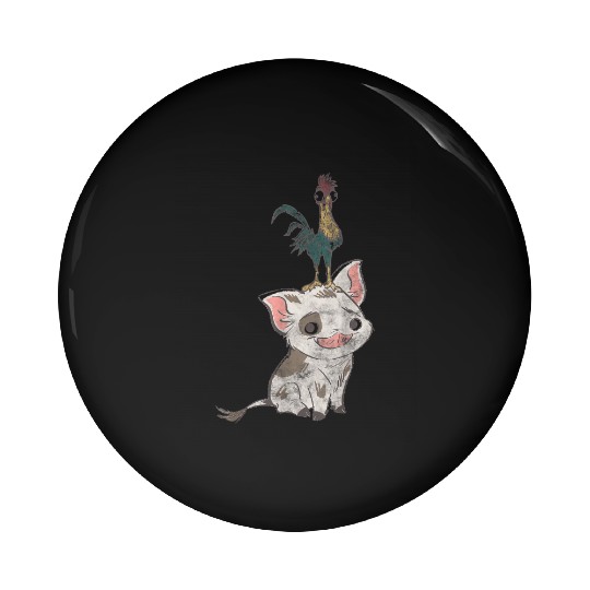 Disney Moana Pua And Hei Hei Simple Portrait Pin Buttons