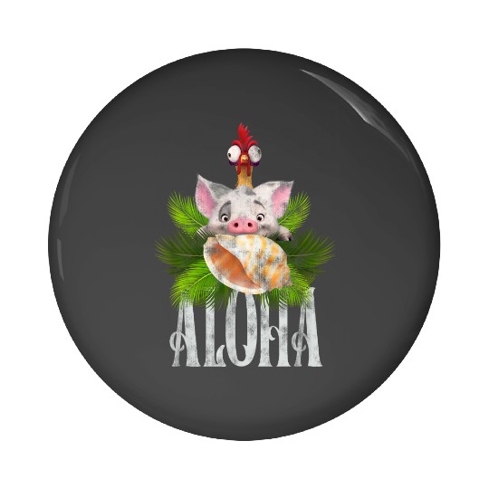 Disney Moana Aloha Pua And Hei Hei Distressed Tropical Logo gifts  Pin Buttons