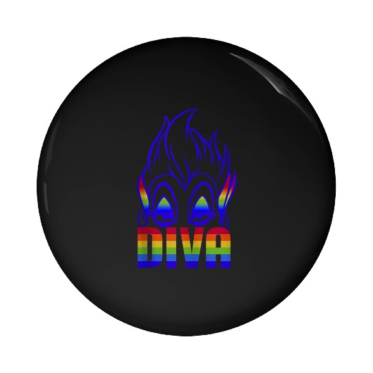 Disney Villains Ursula Rainbow Diva Face Pin Buttons