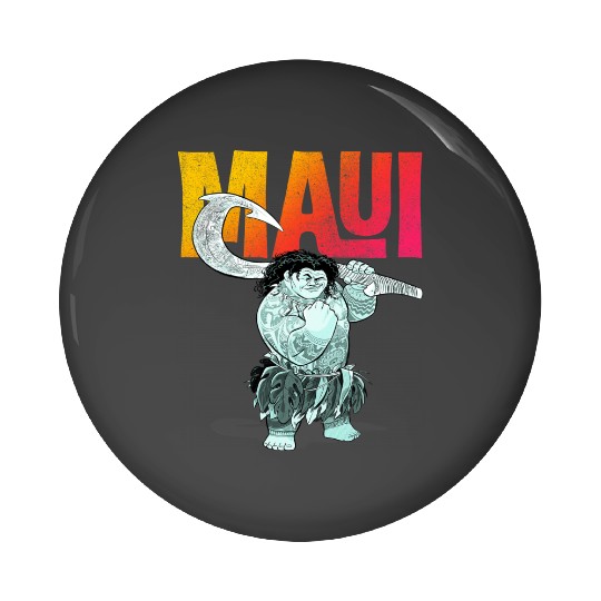 Disney Moana Maui Gradient Text Tough Pose Portrait Pin Buttons