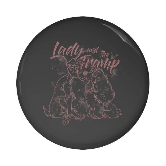 Disneyss The Lady And The Tramp Pink Line Art Portrait Pin Buttons