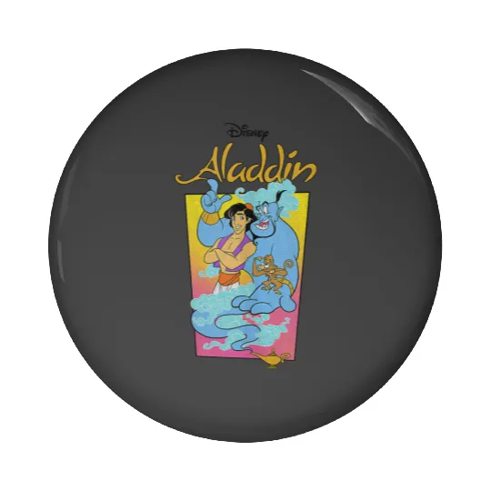Disneyss Aladdin Group Shot Bold Distressed Poster Pin Buttons