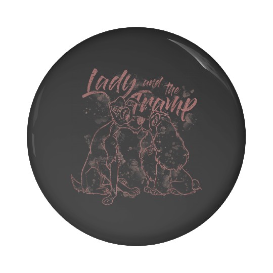 Disneyss The Lady And The Tramp Pink Line Art Portrait Pin Buttons