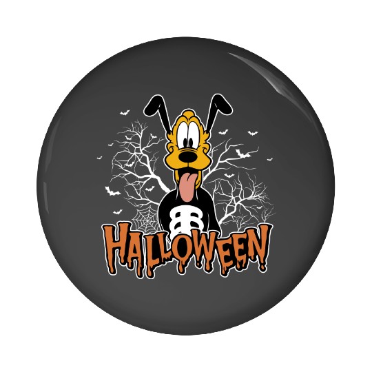 Pluto Skeleton Pin Buttons, Halloween Pin Buttons, Funny Skeleton Pin Buttons, Disney Pluto Pin Buttons, Disney Skeleton Pin Buttons
