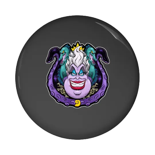 Ursula Villain Vintage Pin Buttons, Disney Villain's Ursula Pin Buttons, Ursula Sea Witch Women's Pin Buttons, Disney Sea Witch Ursula Classic Pin Buttons