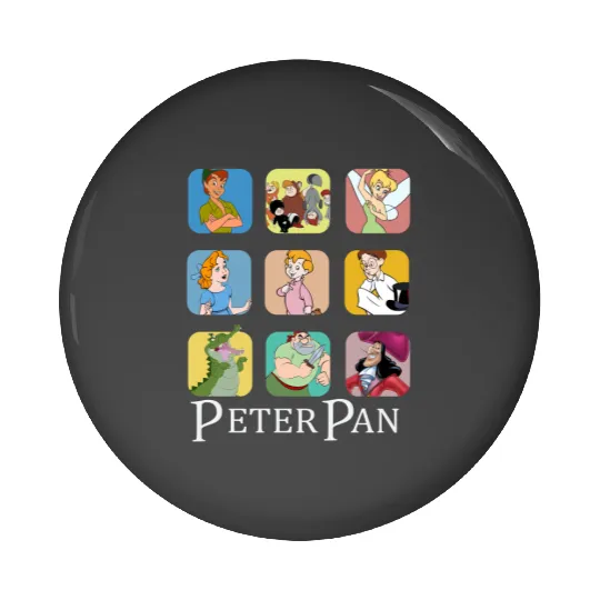 Disney Peter Pan Characters Pin Buttons, Peter Pan Pin Buttons