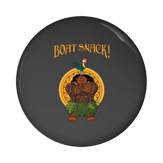 Funny Maui And Hei Hei Boat Snack Retro Pin Buttons, Disney Moana