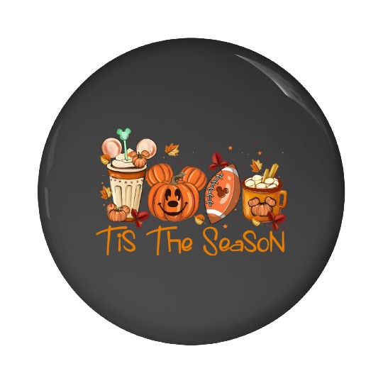 Mickey Pumpkin Tis The Season Disney Halloween Pin Buttons, Disney Thanksgiving Matching