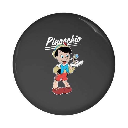 Retro Disney Pinocchio and Jiminy Cricket Pin Buttons