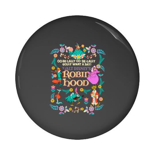 Vintage Disney Robin Hood Floral Pin Buttons, Disney Family Trip 2024 Pin Buttons
