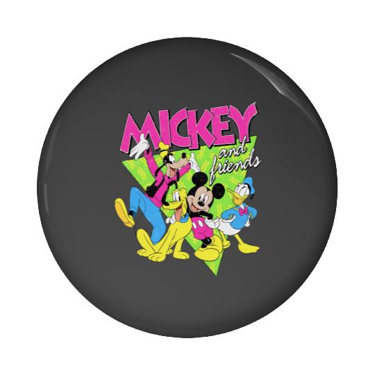 Retro Mickey and Friends Pin Buttons, Vintage Disney Neon Pin Buttons, Disney 90s Pin Buttons