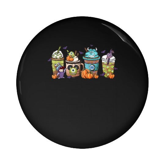 Disney Monsters Inc  Latte Pin Buttons, Monsters Inc Coffee Pin Buttons