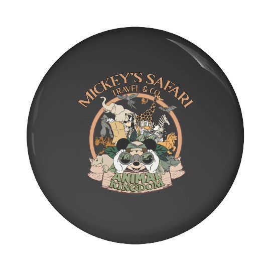 Funny Mickey'S Safari Travel & Co Animal Kingdom Pin Buttons, Vintage Disney Safari Mode Let'S Get Wild Pin Buttons