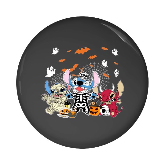 Stitch Scream Holding Balloons Color Pin Buttons, Disney's Lilo And Stitch Halloween Pin Buttons