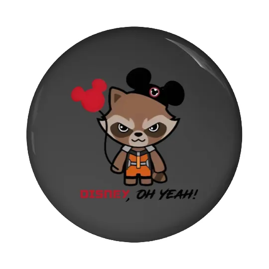 Disney Rocket Raccoon Mickey Ears Pin Buttons, Disney Guardians Of The Galaxy Pin Buttons