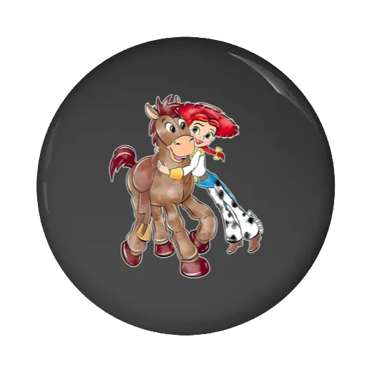 Vintage Disney Toy Story Jessie Bullseye Pin Buttons, Toy Story Jessie And Bullseye Pin Buttons