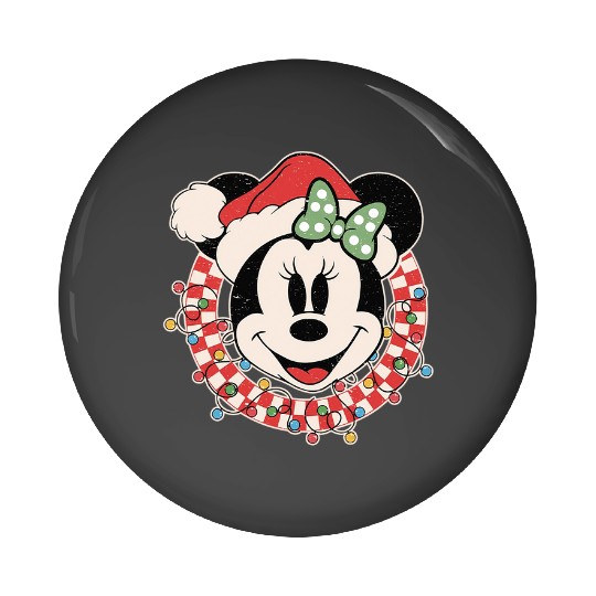 Retro Minnie Christmas Checkered Pin Buttons, Disney Christmas  Pin Buttons, Disney Christmas Lights Pin Buttons, Christmas Party 2024 Pin Buttons