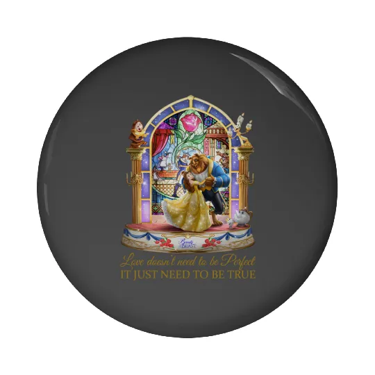 Disney Beauty and The Beast Stained Glass Rose Pin Buttons, Disney Belle and The Beast Pin Buttons