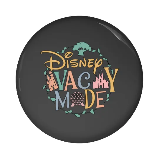 Disney Vacay Mode Pin Buttons, Epcot Pin Buttons, Disney Castle Pin Buttons