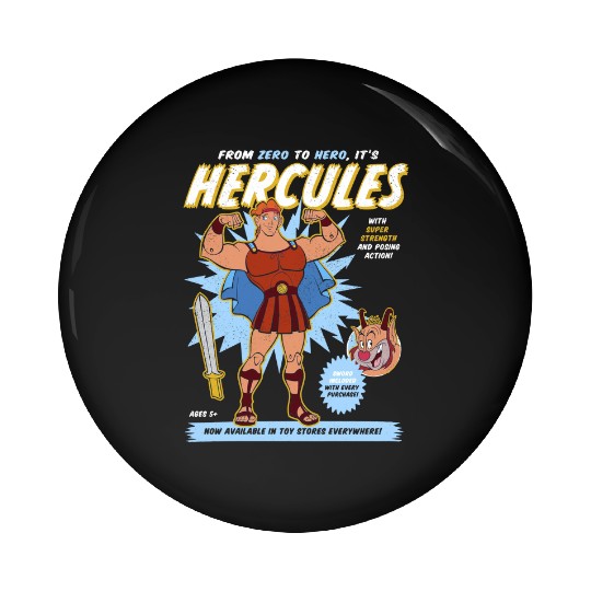 Vintage Disney Hercules Action Figure Poster Pin Buttons