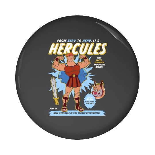 Vintage Disney Hercules Action Figure Poster Pin Buttons