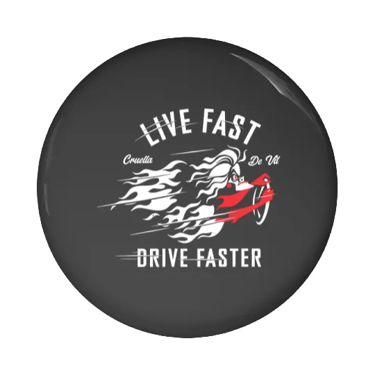 Disney Unisex Pin Buttons: 101 Dalmations Cruella Live Faster